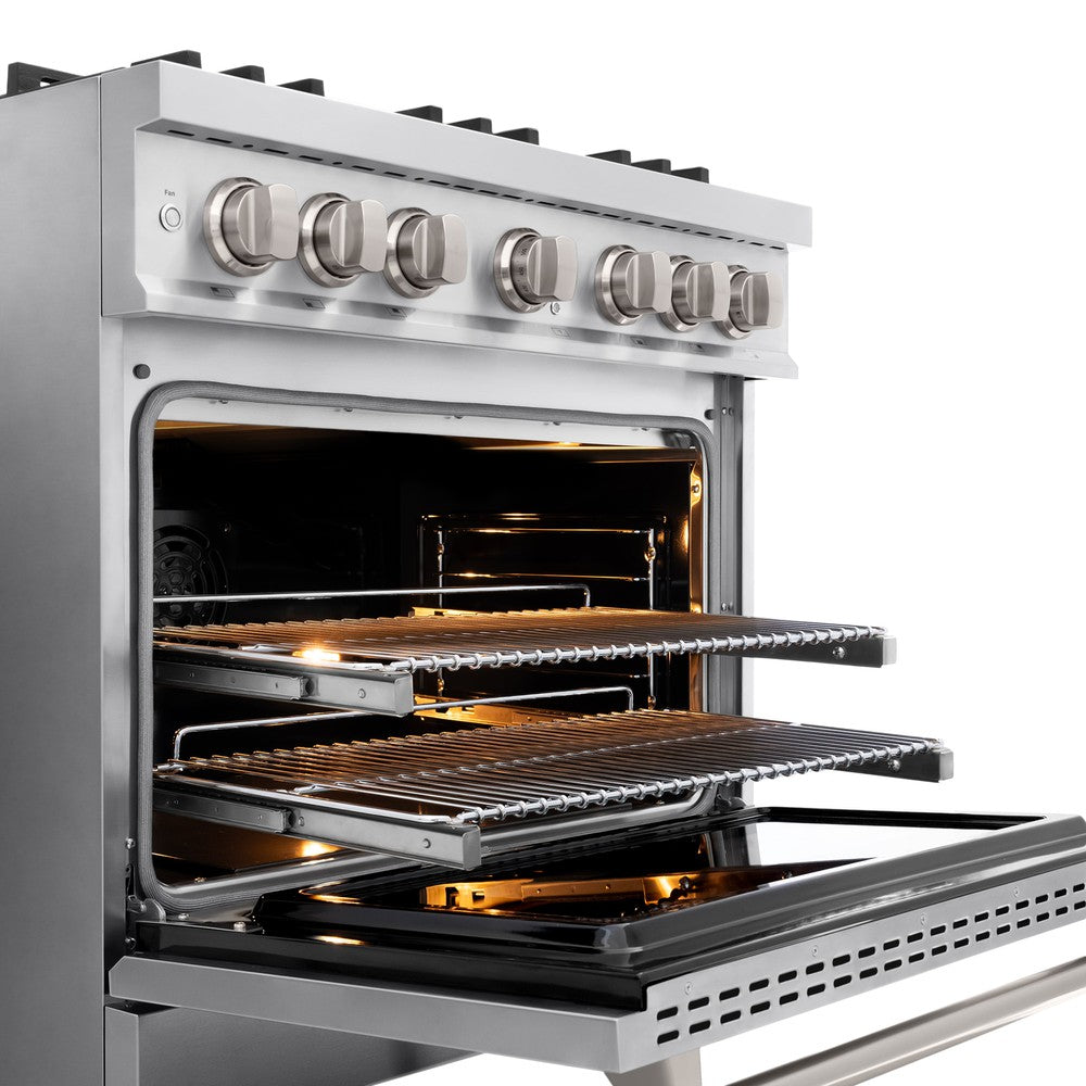 ZLINE 36 in. Dual Fuel Range 5.2 cu. ft. 6 Burner Gas Cooktop Electric Convection Oven Stainless Steel, MODEL HDR36
