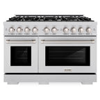 ZLINE 48 in. Dual Fuel Range 6.7 cu. ft. Double Oven with 8 Burner Gas Cooktop in Satin Stainless Steel (HDRS-48)