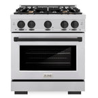 ZLINE 30 in. Dual Fuel Range 4.2 cu. ft. 4 Burner Gas Cooktop Electric Convection Oven Stainless Steel Matte Black Accents (HDRZ-30-MB)