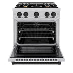 ZLINE 30 in. Dual Fuel Range 4.2 cu. ft. 4 Burner Gas Cooktop Electric Convection Oven Stainless Steel Matte Black Accents (HDRZ-30-MB)