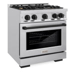 ZLINE 30 in. Dual Fuel Range 4.2 cu. ft. 4 Burner Gas Cooktop Electric Convection Oven Stainless Steel Matte Black Accents (HDRZ-30-MB)