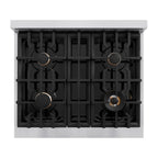 ZLINE 30 in. Dual Fuel Range 4.2 cu. ft. 4 Burner Gas Cooktop Electric Convection Oven Stainless Steel Matte Black Accents (HDRZ-30-MB)