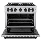 ZLINE 36 in. Dual Fuel Range 5.2 cu. ft. 6 Burner Gas Cooktop Electric Convection Oven Stainless Steel with Matte Black Accents (HDRZ-36-MB)