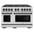 ZLINE 48 in. Dual Fuel Range 6.7 cu. ft. Double Oven 8 Burners Stainless Steel with Matte Black Accents (HDRZ-48-MB)