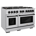 ZLINE 48 in. Dual Fuel Range 6.7 cu. ft. Double Oven 8 Burners Stainless Steel with Matte Black Accents (HDRZ-48-MB)