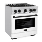 ZLINE Autograph Edition 30 in. Select Dual Fuel Range, 4 Burners, 4.2 cu. ft. Electric Convection Oven, Stainless Steel with White Matte Door & Matte Black Accents (HDRZ-WM-30-MB)