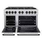 ZLINE Autograph Edition 48 in. Select Double Oven Dual Fuel Range with 8 Gas Burners, 6.7 cu. ft., Stainless Steel with White Matte Doors and Matte Black Accents (HDRZ-WM-48-MB)
