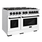 ZLINE Autograph Edition 48 in. Select Double Oven Dual Fuel Range with 8 Gas Burners, 6.7 cu. ft., Stainless Steel with White Matte Doors and Matte Black Accents (HDRZ-WM-48-MB)