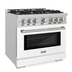 ZLINE 36 in Dual Fuel Range 5.2 cu. ft. 6 Burners Stainless Steel with White Matte Door, MODEL HDR-WM-36