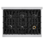 ZLINE 36 in Dual Fuel Range 5.2 cu. ft. 6 Burners Stainless Steel with White Matte Door, MODEL HDR-WM-36