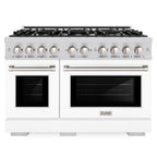 ZLINE Select 48 in. Double Oven Dual Fuel Range with 8 Gas Burners, 6.7 cu. ft., Stainless Steel with White Matte Doors (HDR-WM-48)