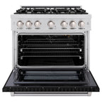 ZLINE Select 36 in. Gas Range with 6 Burners, 5.2 cu. ft. Oven, Stainless Steel with Black Matte Door (HGR-BLM-36)