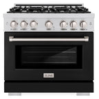 ZLINE Select 36 in. Gas Range with 6 Burners, 5.2 cu. ft. Oven, Stainless Steel with Black Matte Door (HGR-BLM-36)