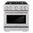 ZLINE 30 in. 4.2 cu. ft. Select Gas Range with 4 Brass Burners and Convection Gas Oven in Stainless Steel (HGR-BR-30)