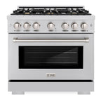 ZLINE Select 36 in. Gas Range with Convection Oven, 6 Brass Burners, 5.2 cu. ft. Capacity, Stainless Steel (HGR-BR-36)