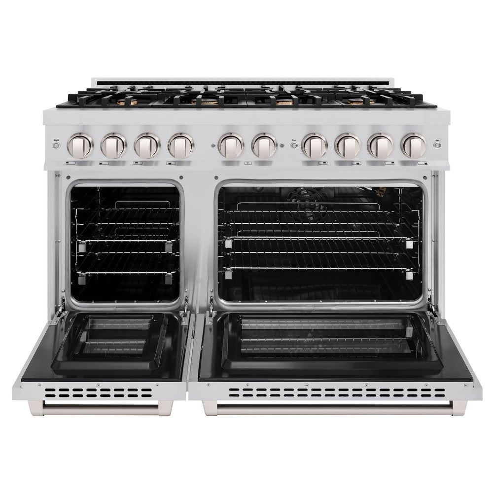 ZLINE 48 in. Select Double Oven Gas Range with 8 Brass Burners, 6.7 cu. ft., Stainless Steel (HGR-BR-48)