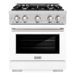 ZLINE 30 in. Select Gas Range, 4 Burners, 4.2 cu. ft. Convection Oven, Stainless Steel with White Matte Door (HGR-WM-30)