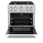 ZLINE 30 in. Select Gas Range, 4 Burners, 4.2 cu. ft. Convection Oven, Stainless Steel with White Matte Door (HGR-WM-30)