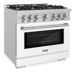 ZLINE Select 36 in. Gas Range 5.2 cu. ft. with 6 Burners, Convection Oven, Stainless Steel with White Matte Door (HGR-WM-36)