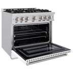 ZLINE Select 36 in. Gas Range 5.2 cu. ft. with 6 Burners, Convection Oven, Stainless Steel with White Matte Door (HGR-WM-36)