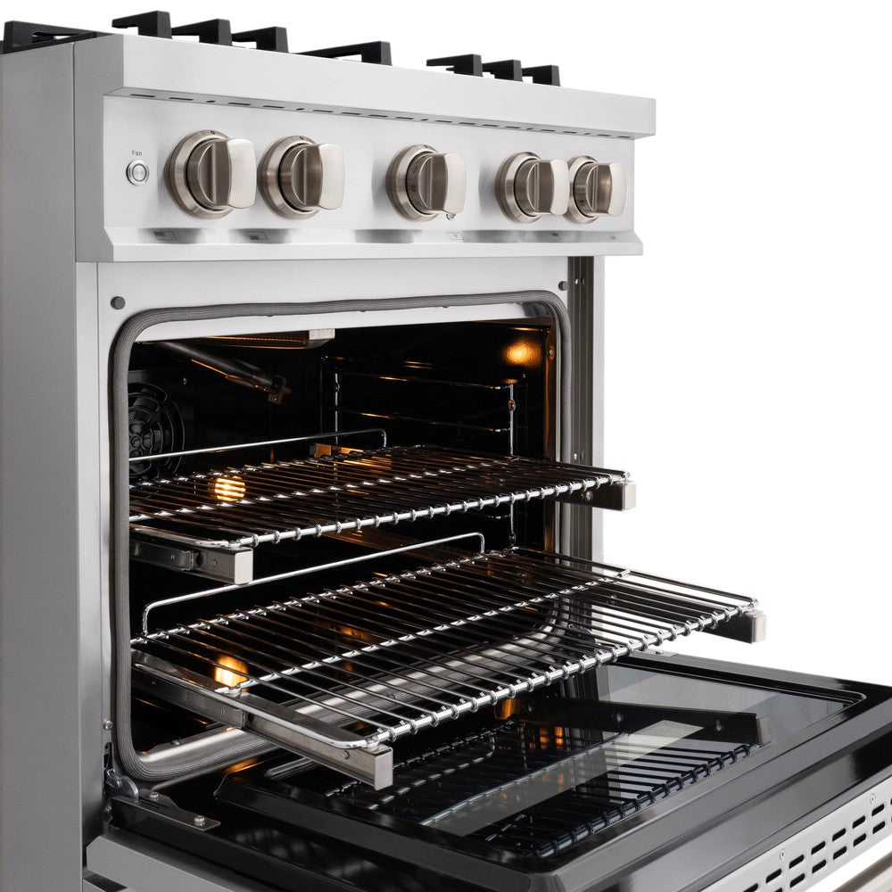 ZLINE 30 in. Gas Range 4.2 cu. ft. Capacity 4 Burners Convection Gas Oven Satin Stainless Steel (HGRS-30)