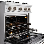 ZLINE 30 in. Gas Range 4.2 cu. ft. Capacity 4 Burners Convection Gas Oven Satin Stainless Steel (HGRS-30)