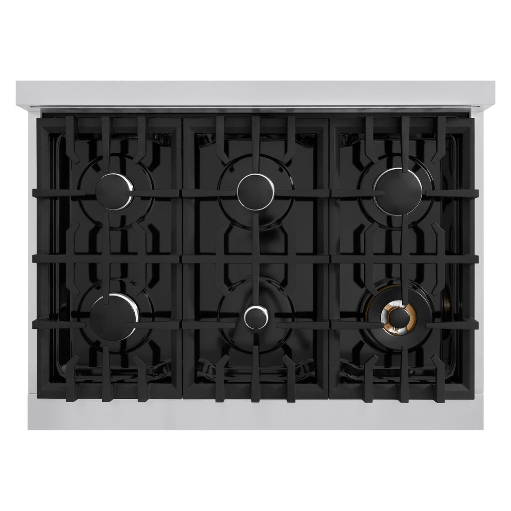 ZLINE 36 in. Gas Range 5.2 cu. ft. Stainless Steel 6 Burner Cooktop (HGR36)