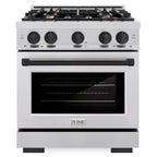 ZLINE 30 in. Gas Range 4.2 cu. ft. 4 Burners Stainless Steel Matte Black Accents (HGRZ-30-MB)
