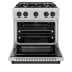ZLINE 30 in. Gas Range 4.2 cu. ft. 4 Burners Stainless Steel Matte Black Accents (HGRZ-30-MB)