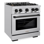 ZLINE 30 in. Gas Range 4.2 cu. ft. 4 Burners Stainless Steel Matte Black Accents (HGRZ-30-MB)