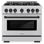 ZLINE 36 in. Gas Range – 5.2 cu. ft. Select Series – 6 Burner Cooktop – Stainless Steel with Matte Black Accents (HGRZ-36-MB)