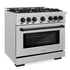 ZLINE 36 in. Gas Range – 5.2 cu. ft. Select Series – 6 Burner Cooktop – Stainless Steel with Matte Black Accents (HGRZ-36-MB)