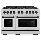 ZLINE 48 in. Gas Range Double Oven 6.7 cu. ft. 8 Burners Stainless Steel with Matte Black Accents (HGRZ-48-MB)