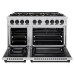 ZLINE 48 in. Gas Range Double Oven 6.7 cu. ft. 8 Burners Stainless Steel with Matte Black Accents (HGRZ-48-MB)