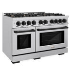 ZLINE 48 in. Gas Range Double Oven 6.7 cu. ft. 8 Burners Stainless Steel with Matte Black Accents (HGRZ-48-MB)