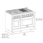 ZLINE Autograph Edition 48 in. Double Oven Gas Range with 8 Burners, 6.7 cu. ft., Stainless Steel with White Matte Doors and Matte Black Accents (HGRZ-WM-48-MB)