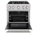 ZLINE Select 30 in. Dual Fuel Range, 4 Burners, 4.2 cu. ft. Electric Convection Oven, Stainless Steel with White Matte Door (HDR-WM-30)