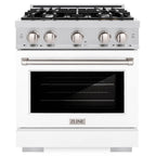 ZLINE Select 30 in. Dual Fuel Range, 4 Burners, 4.2 cu. ft. Electric Convection Oven, Stainless Steel with White Matte Door (HDR-WM-30)