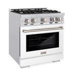 ZLINE Select 30 in. Dual Fuel Range, 4 Burners, 4.2 cu. ft. Electric Convection Oven, Stainless Steel with White Matte Door (HDR-WM-30)