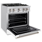 ZLINE Select 30 in. Dual Fuel Range, 4 Burners, 4.2 cu. ft. Electric Convection Oven, Stainless Steel with White Matte Door (HDR-WM-30)
