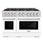 ZLINE 48 in. 6.7 cu. ft. Select Double Oven Gas Range with 8 Gas Burners, Stainless Steel with White Matte Doors (HGR-WM-48)