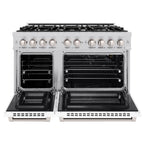 ZLINE 48 in. 6.7 cu. ft. Select Double Oven Gas Range with 8 Gas Burners, Stainless Steel with White Matte Doors (HGR-WM-48)