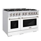 ZLINE 48 in. 6.7 cu. ft. Select Double Oven Gas Range with 8 Gas Burners, Stainless Steel with White Matte Doors (HGR-WM-48)