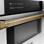 ZLINE Autograph Package - 36" Dual Fuel Range, Range Hood, Refrigerator, Microwave and Dishwasher in Stainless Steel with Bronze Accents