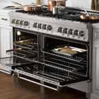 ZLINE 60 in. 7.4 cu. ft. Legacy Dual Fuel Range with 9 Gas Burners and Double Electric Convection Ovens in Satin Stainless Steel (RAS-SN-60)