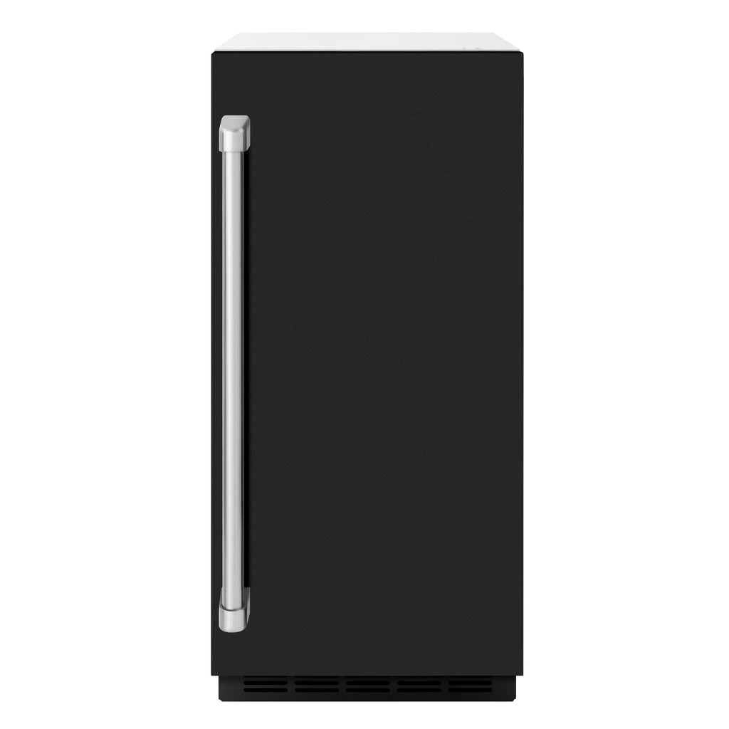 ZLINE 15" Touchstone Clear Cube Ice Maker with Drain Pump and Black Matte Door, ICCD-BLM-15