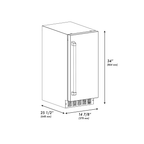 ZLINE Autograph 15" Touchstone Clear Cube Ice Maker with Drain Pump and White Matte Door with Matte Black Handle, ICCDZ-WM-15-MB