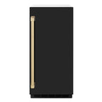 ZLINE Autograph 15" Touchstone Gourmet Ice Maker with Drain Pump and Black Matte Door with Champagne Bronze Handle, IGMDZ-BLM-15-CB
