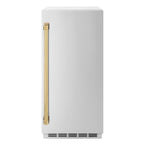 ZLINE Autograph 15" Touchstone Gourmet Ice Maker with Drain Pump and Solid Stainless Steel Door with Polished Gold Handle, IGMDZ-ST-15-G