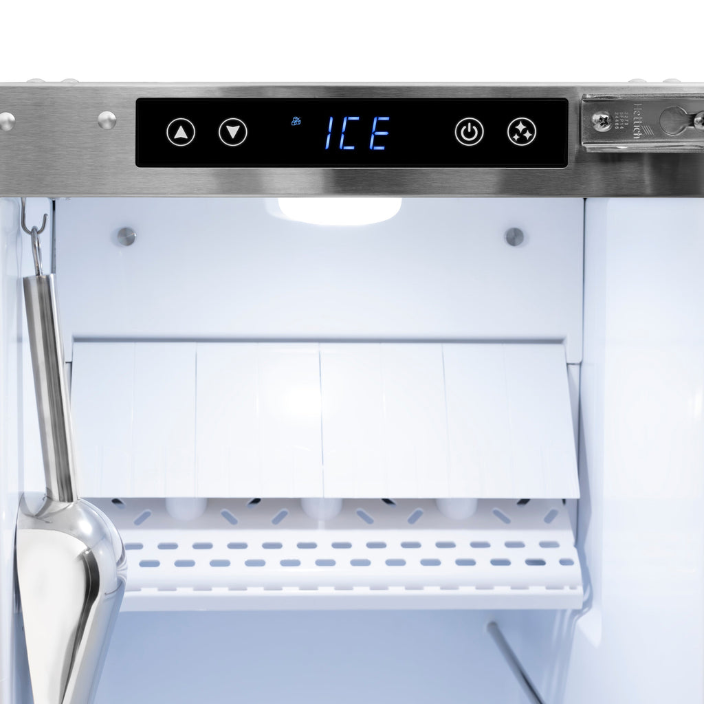 ZLINE Autograph 15" Touchstone Gourmet Ice Maker with Drain Pump and Solid Stainless Steel Door with Champagne Bronze Helix Handle, IGMDZ-ST-15-KCB